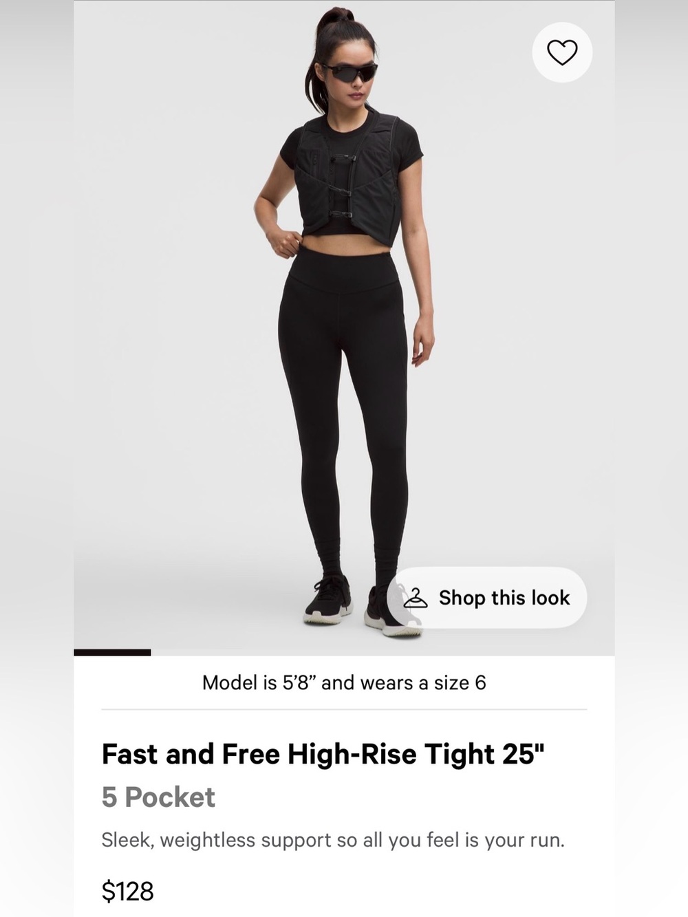 lululemon athletica Fast and Free High-Rise Tight 25" - Black
